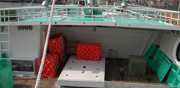 Tintenfisch-Fischerboot