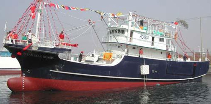 Barca da pesca con torcia