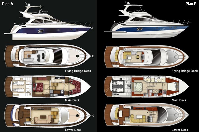 Design per yacht in fibra di vetro da 56 piedi